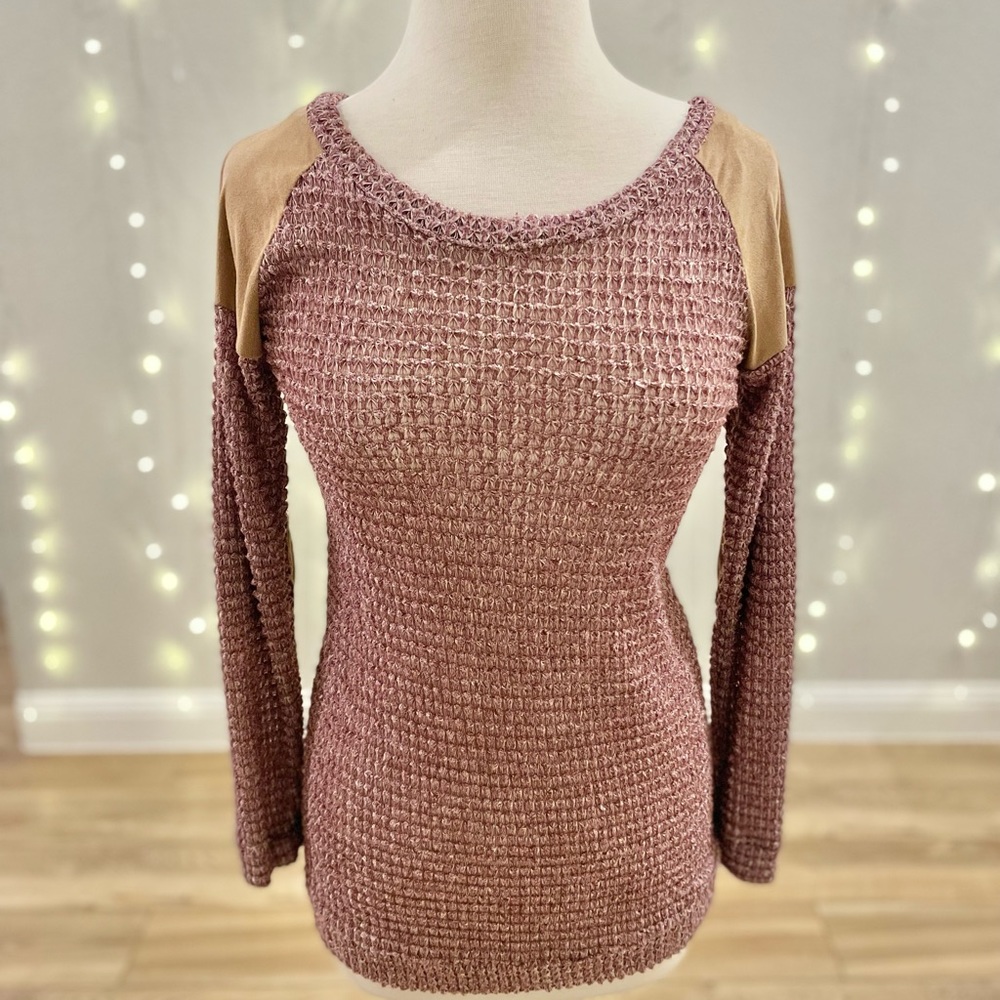 Burgundy Suede Patch Top